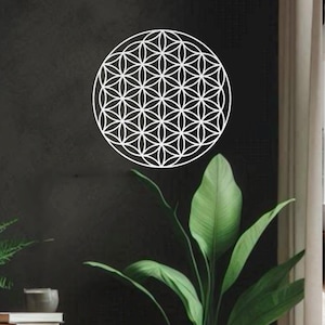 Flower of Life Metal Wall Art – Sacred Geometry Wall Decor, Precision-Cut Metallic Spiritual Artwork, Boho Meditation Wall Hanging