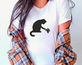 Funny Political Cat T-Shirt GOP Knocked Off the Table Progressive Statement Tee, Funny anti-GOP political cat t-shirt
