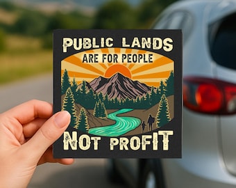 Calamita per auto Public Lands: decalcomania per l'attivismo ambientale, calamita per amanti della natura, decorazione per veicoli da avventura all'aperto