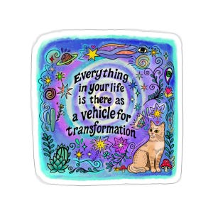Cosmic Cat Sticker: Mystical Transformation Art, Spiritual Growth Gift, Celestial Sticker image 5