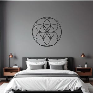 Seed of Life Metal Wall Art – Sacred Geometry Mandala, Spiritual Bohemian Metallic Wall Decor, Meditation & Yoga Space Accent