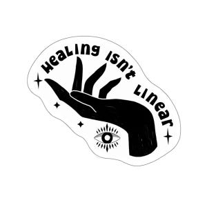 Healing Isn't Linear Sticker: Mystical Hand Design, Mental Wellness Art image 5