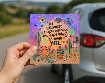 Spiritual Message Car Magnet: Universal Expansion, Cosmic Octopus Bumper Magnet, You Are the Universe Car Magnet