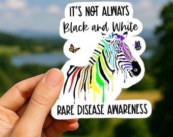 Rare Disease Awareness Sticker: Rainbow Zebra Die-Cut Sticker, Spoonie Gift