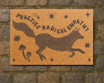 Boho Fox Entry Rug: Forest Welcome Mat, Nature Lover Doormat, Woodland Front Door Mat
