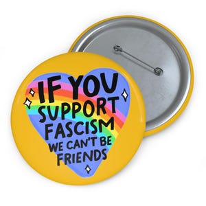 Anti-Fascism Button Sarcastic Heart Pin Political Activist Pinback Button