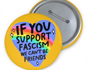 Anti-Fascism Button Sarcastic Heart Pin Political Activist Pinback Button