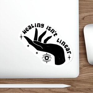 Healing Isn't Linear Sticker: Mystical Hand Design, Mental Wellness Art image 6