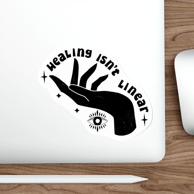 Healing Isn't Linear Sticker: Mystical Hand Design, Mental Wellness Art image 6
