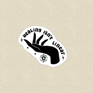 Healing Isn't Linear Sticker: Mystical Hand Design, Mental Wellness Art image 4
