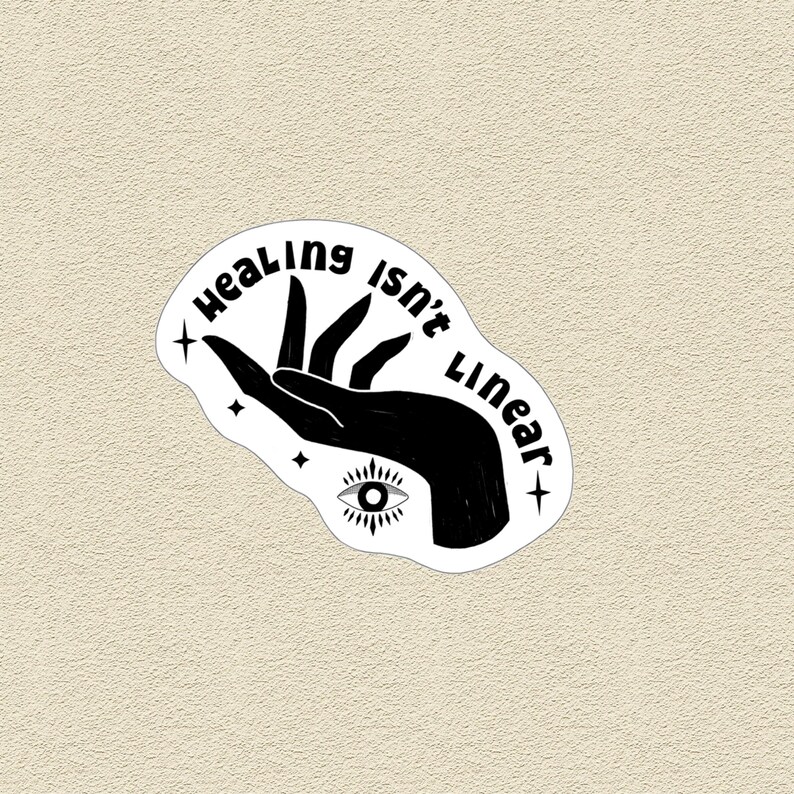 Healing Isn't Linear Sticker: Mystical Hand Design, Mental Wellness Art image 4
