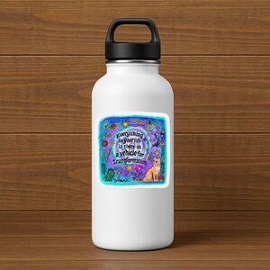 Cosmic Cat Sticker: Mystical Transformation Art, Spiritual Growth Gift, Celestial Sticker image 3