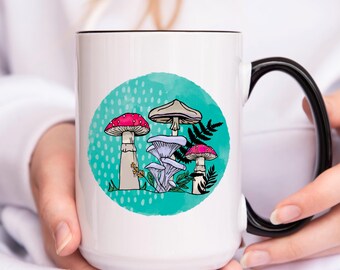 Paddenstoel koffiemok Cottagecore theekop Boho keukendecor Natuurliefhebber cadeau Grillige botanische kop Paddestoelmok