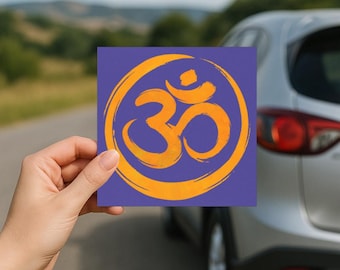 Om Car Magnet: Yoga Chakra Decal, Hindu Sanskrit Sticker, Buddhist Om Symbol Bumper Magnet