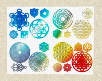 Stickers heilige geometrie: stickers met spiritueel symbool, dagboek, planner, meditatie, levensbloem