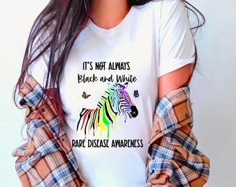 Rare Disease Shirt, Invisible Disease awareness, Spoonie Tee, Rainbow Zebra T-shirt, Chronic illness Awareness, Support Apparel