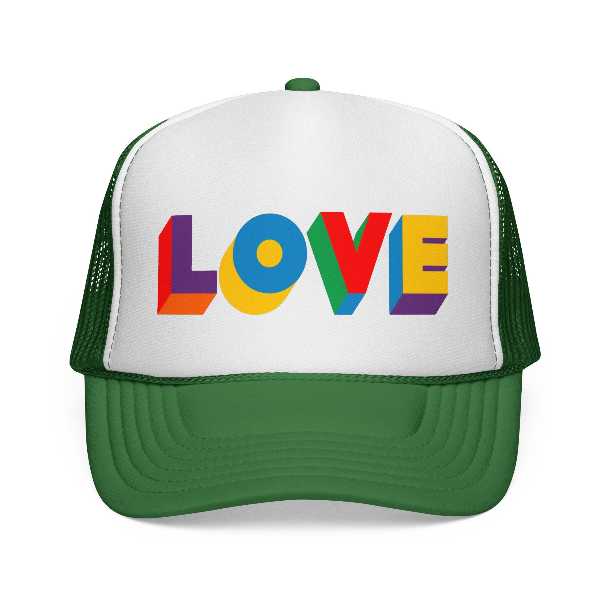 Love Everyone Trucker Cap: Rainbow Pride Hat LGBTQ Ally Baseball