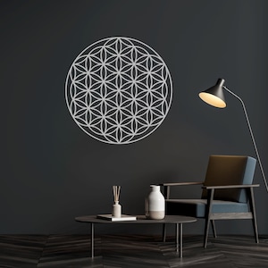 Flower of Life Metal Wall Art: Sacred Geometry Wall Decor, Precision-Cut Metallic Spiritual Artwork, Boho Meditation Wall Hanging
