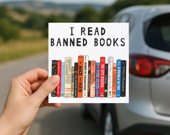 Banned Books Car Magnet: Anti Censorship Bumper Magnet, Literature Gift, Book Lover Magnet