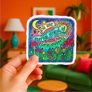 Pegatina de atención plena: Boho psicodélico, espiritualidad, conciencia cósmica