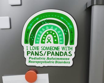 PANS/PANDAS Die-Cut Magnet: I Love Someone With Pediatric Autoimmune Neuropsychiatric Illness, Awareness Ribbon Decal