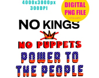 No Kings PNG: Arte de Protesto "Poder para o Povo" (Download Digital)