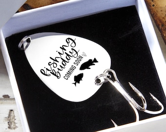 Pregnancy Announcement to Husband Gift-Fishing Lure-Fishing Buddy Coming Soon-Dad's Fishing Buddy-Engraved  Fishing Lure Gift for Him