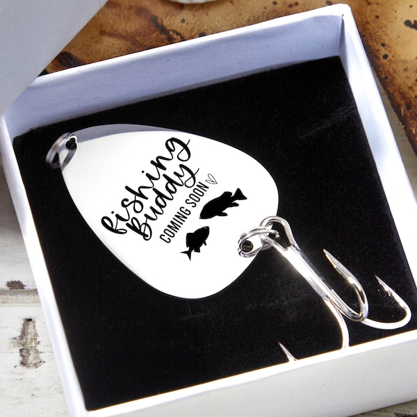Pregnancy Announcement to Husband Gift-Fishing Lure-Fishing Buddy Coming Soon-Dad's Fishing Buddy-Engraved  Fishing Lure Gift for Him