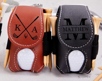 Personalized Golf Ball Bag-Golf Gifts for Him-Golf Ball and Tees Holder-Mini Golf Ball Holder-Leather Golf Pouch-Golf Accessories-Tees Bag