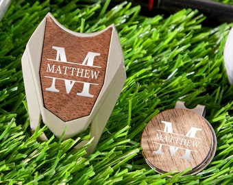 Golf Ball Marker Gifts for Men-Golf Divot and Ball Marker Set-Golf Divot Tool Ball Marker with Name-Monogram Magnetic Golf Divot Repair Tool