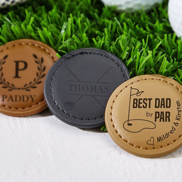 Leather Golf Ball Marker Custom Monogram Name Monogram Ball Marker Personalized Golf Gifts Grandpa Gift Golf Lover Golf Coin Gift for him