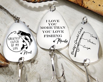 Personalized Fishing Lure Hooked on You-Custom fishing keychains-Father's Day Gift-Fishing Gift-Personalized Remembrance Lure-Husband Gift