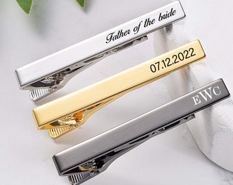 Grabado Tie Clip Bar Custom Best Man Gift For Him Wedding Party Gift Clip de corbata personalizado con nombre Regalo para padrinos de plata Tie Clip