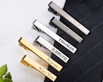 Personalized Engraved Tie Clip Bar Custom Best Man Gift For Him Wedding Party Gift Tie Clip with Name Gift for Groomsmen Silver Tie Clip