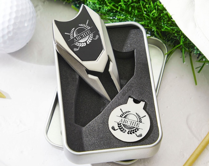 Divot Tool and Ball Marker Set Gift for Dad Husband Father's Day Custom Engraved Golf Gifts for Men Personalized Gift Set Engraved Golf Gift