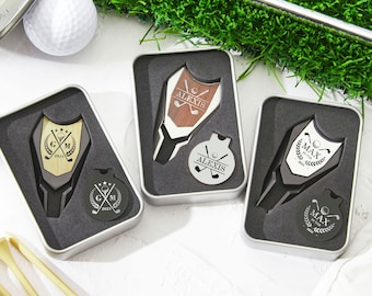 Monogram Magnetic Golf Divot Repair Tool-Golf Divot Tool Ball Marker with Name-Golf Ball Marker Gifts for Men-Golf Divot and Ball Marker Set
