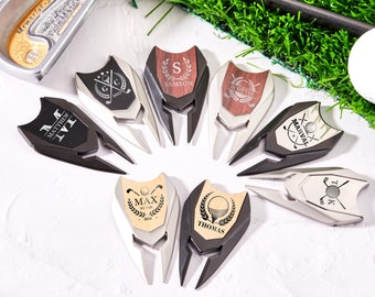 Custom Golf Divot Tool-Engraved Golf Gifts for Men-Personalized Golf Ball Marker-Monogram Magnetic Golf Divot Repair Tool-Gift for Dad