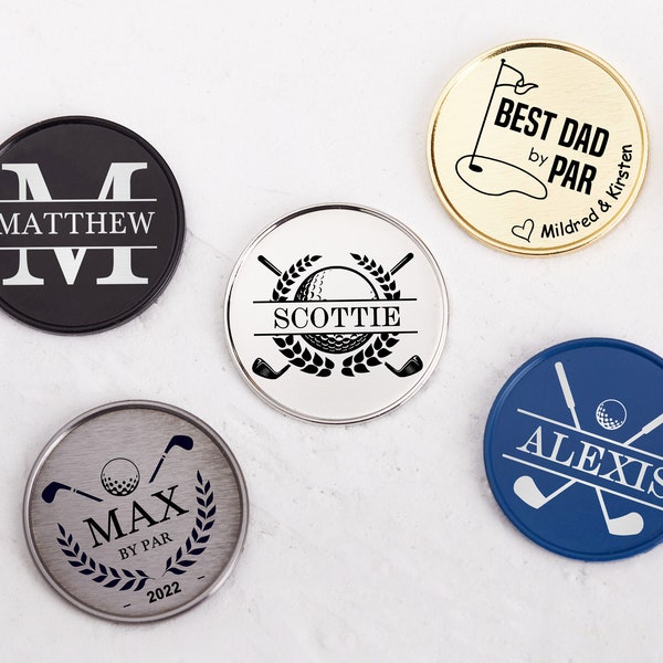 Personalised Golf Ball Marker-Magnetic Monogram Ball Marker with Hat Clip-Golf Gifts for Men-Dad Gift Idea-Coach/Boyfriend/Dad Gifts