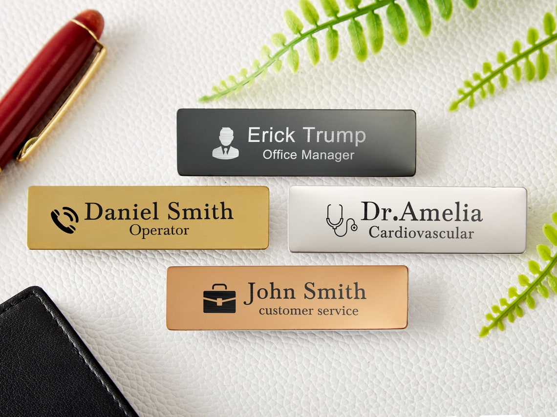 Custom Name Tags With Industry Logo-engraved Name Badges With - Etsy