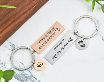 Engraved Keychain-Drive Safe Customizable Rectangle key chain-Customized Bar Keychain-Personalized Gift for Husband-Personalised Bar Keyring