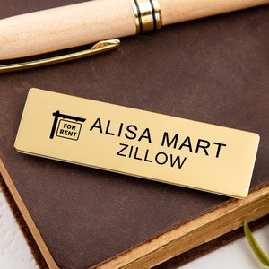 Engraved Name Badges with Industry Logo-Personalized Name Tag with Pin or Magnetic-Name Tag for Work-Custom Teacher Doctor Stylist ID Badge 画像 5