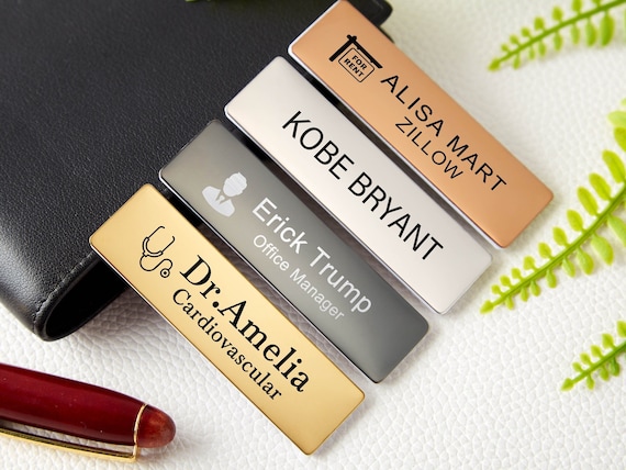 Premium Custom Metal Name Tags With Industry Logo-name Tag for  Work-personalized Teacher Doctor Stylist ID Badge-employee Name Tag 