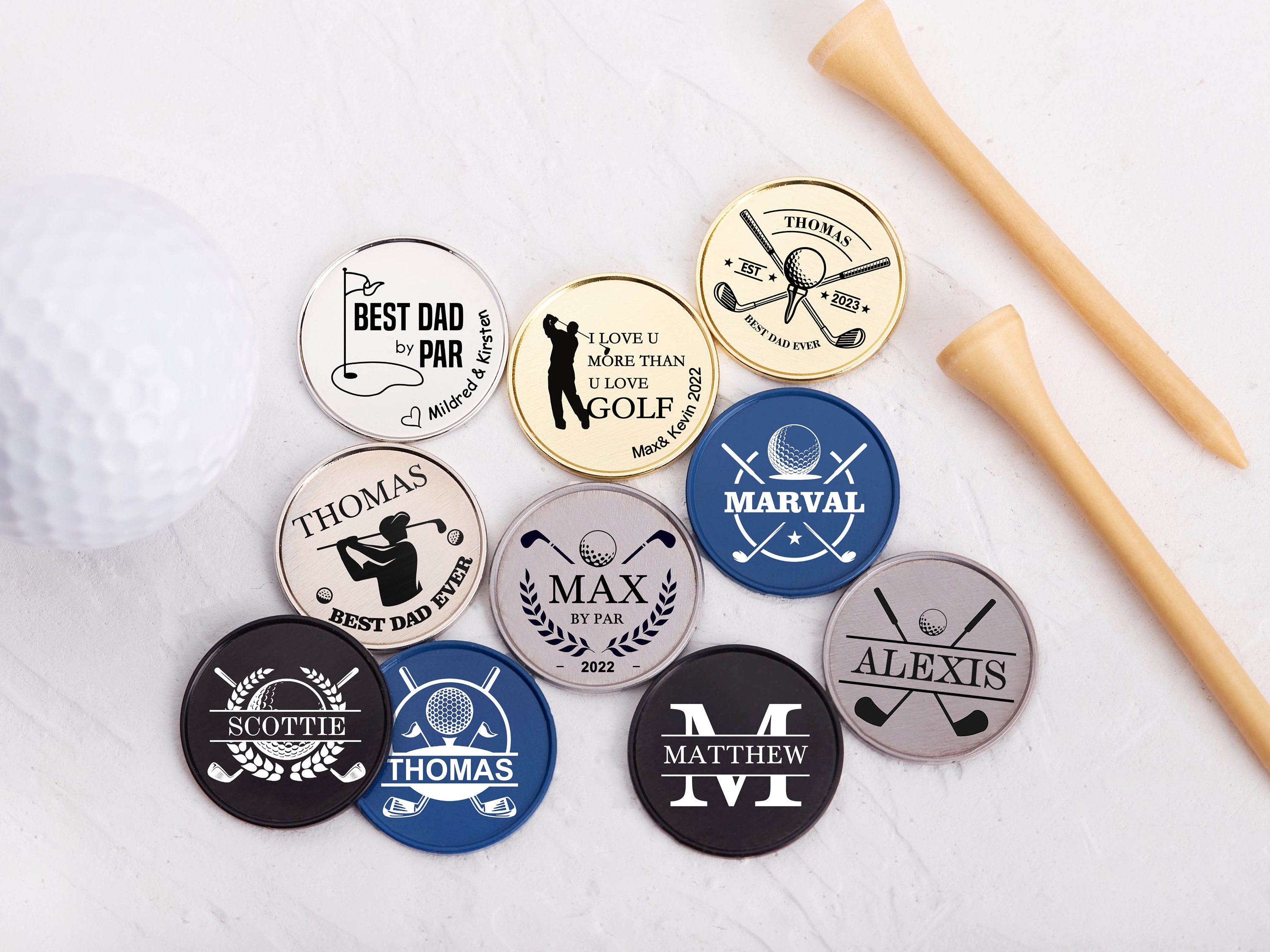 Custom Golf Ball Marker Christmas Gift for Dad Birthday for Dad Golf Gifts  for Men Magnetic Golf Ball Marker With Hat Clip Nice Shot Dad 