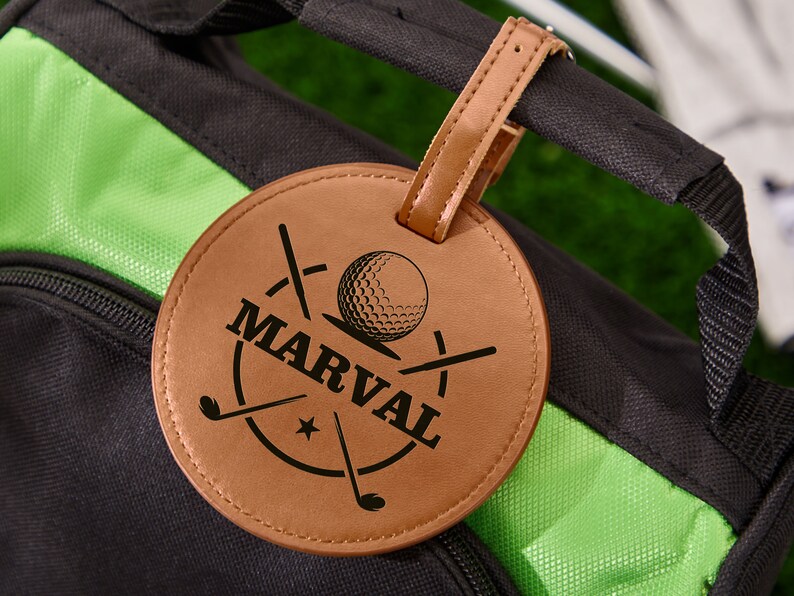 Porta maglietta da golf personalizzato, etichetta per borsa da golf incisa, regalo di golf per papà, amante del golf, regalo di golf personalizzato per lui, accessori da golf immagine 8