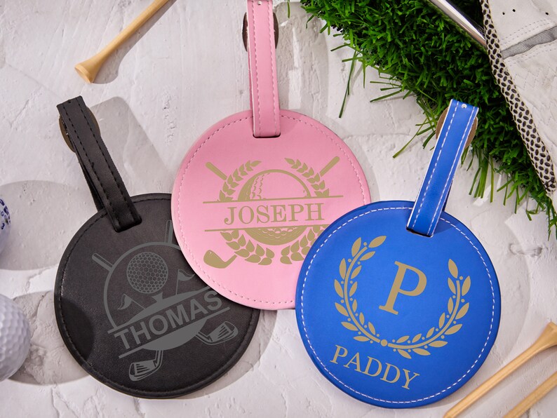 Porta maglietta da golf personalizzato, etichetta per borsa da golf incisa, regalo di golf per papà, amante del golf, regalo di golf personalizzato per lui, accessori da golf immagine 4