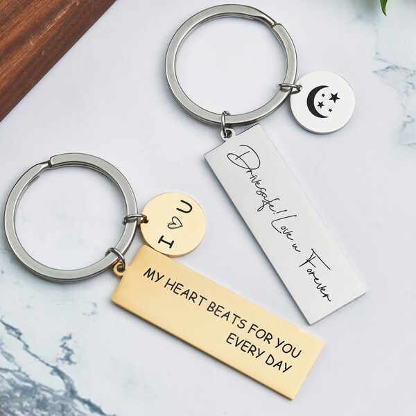 Personalised Bar Keyring-Engraved Keychain-Drive Safe Customizable Rectangle key chain-Customized Bar Keychain-Personalized Gift for Husband