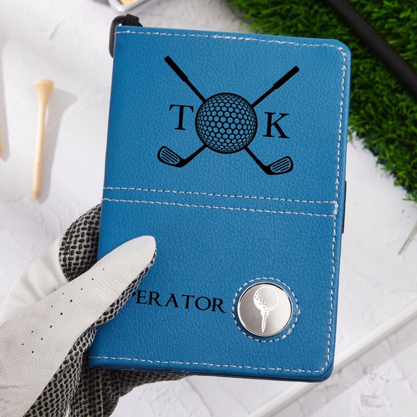 Custom Golf Scorecard Holder-Leather Golf Yardage Book Holder-Engraved Golf Gifts-Golf Accessories-Golf Scorecard Holder With Card