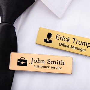 Engraved Name Badges with Industry Logo-Personalized Name Tag with Pin or Magnetic-Name Tag for Work-Custom Teacher Doctor Stylist ID Badge 画像 3