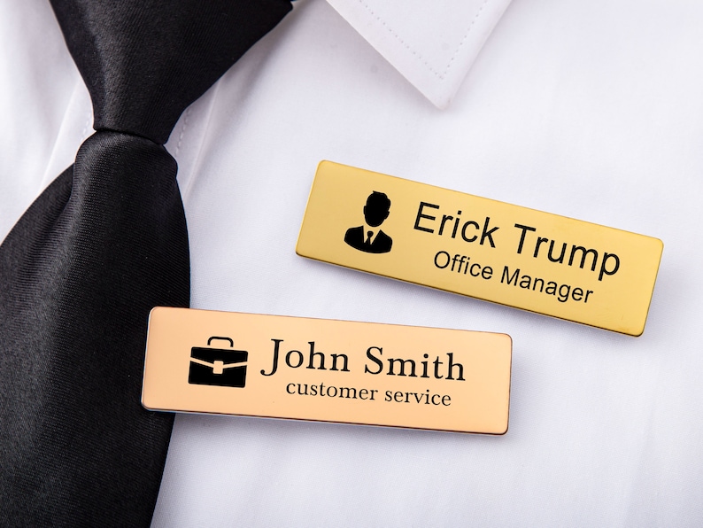 Engraved Name Badges with Industry Logo-Personalized Name Tag with Pin or Magnetic-Name Tag for Work-Custom Teacher Doctor Stylist ID Badge 画像 3