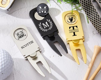 Custom Golf Divot Tool-Engraved Golf Gifts for Men-Personalized Golf Ball Marker-Monogram Magnetic Golf Divot Repair Tool-Gift for Dad